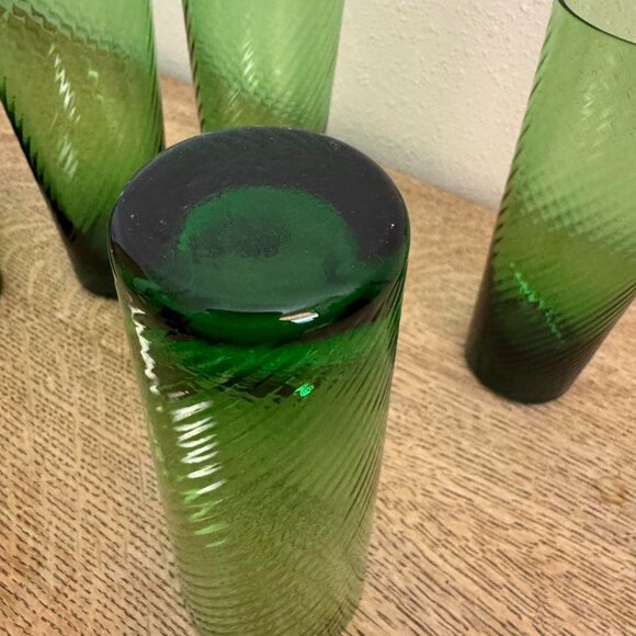 Vintage Green Swirl Drinking Glasses, Set of 6 - Picture 6 of 8